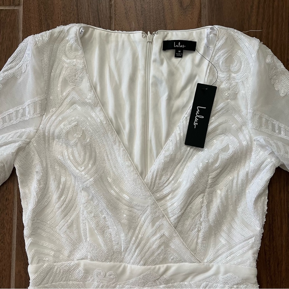 White Lulus sequin jumpsuit NWT - Picture 4 of 9